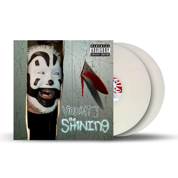image of the shinging album by violent j. two glow in the dark vinyl on the right
